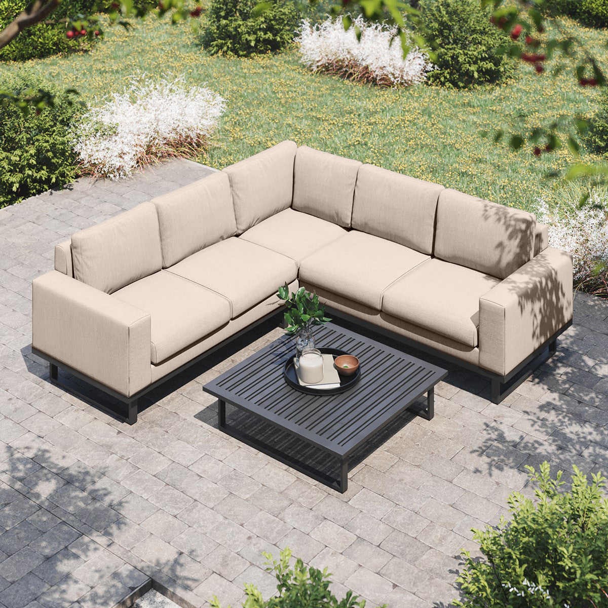 Maze Ethos Oatmeal Outdoor Corner Sofa Set with Coffee Table | 5 Seater